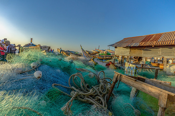 Gambia Fish  market nets © Jo Bird
