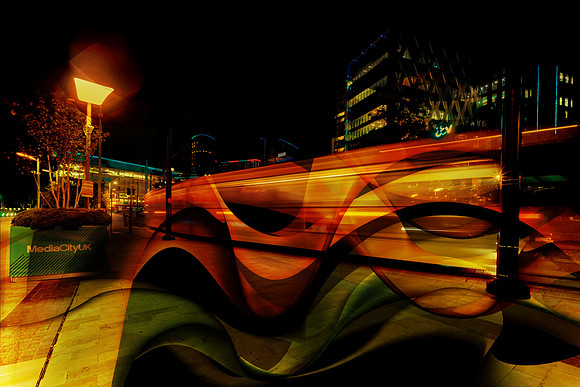 35 Tram Salford Quays at Night  Bob Riach Jigsaw Photography LTD