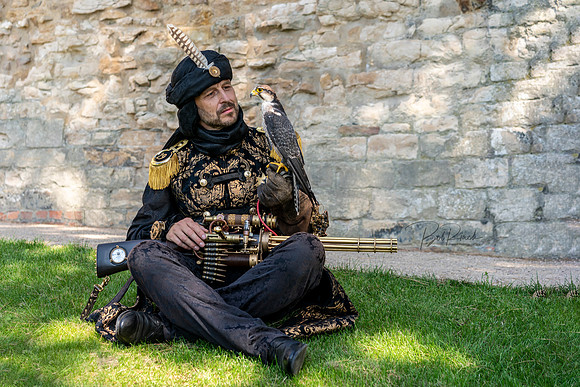 06s Christoph with a Lanner Falcon at The Asylum Steampunk Festival Lincoln 2019 © Bob Riach Jigsaw Photography LTD