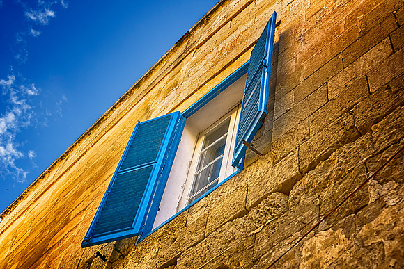 Blue Window in the Mdina Malta By Bob Riach